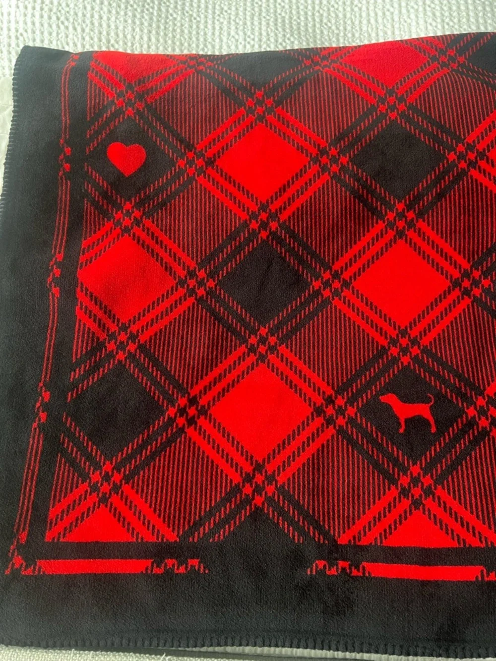 PINK Victoria's Secret Red and Black Plaid Throw Blanket